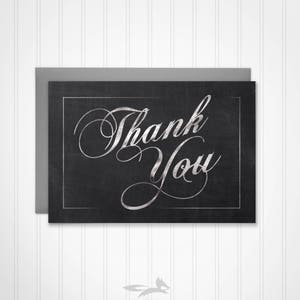 Chalk Thank You Card, Chalk Theme Thank You Card, Chalkboard Thank You, Digital, Printable, Download image 1