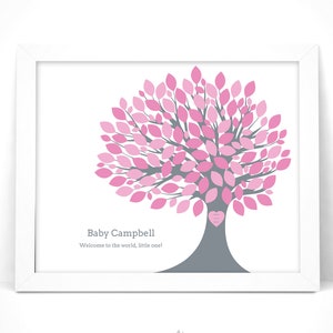 Baby Shower Guest Book Tree Printable with Instruction Card / Baby Shower Signature Tree / Baby Shower Tree / Customize Instant Download