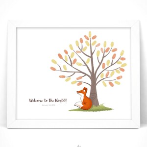 Fox Guestbook Alternative | Baby shower Fingerprint Tree Guestbook | Thumbprint Tree with Instruction Card | Customize instant download