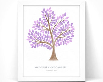 Baby Shower Fingerprint Tree Printable with Instruction Card / Baby Shower Guest Book / Baby Shower Thumbprint / Customize Instant Download