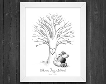 Buffalo Fingerprint Guestbook | Buffalo Baby Shower Fingerprint Tree Alternative | Buffalo Birthday Gift Tree | Customize instant download