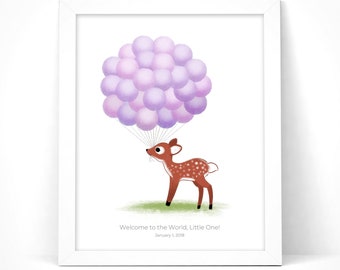 Deer Guestbook Alternative | Deer Baby Shower Balloon Guestbook | Signature Guest Book with Instruction Card | Customize Instant Download