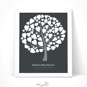 Baby Shower Guest Book Tree Printable with Instruction Card / Baby Shower Signature Tree / Baby Shower Hearts / Customize Instant Download
