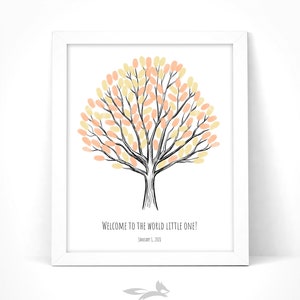 Baby Shower Fingerprint Tree Printable with Instruction Card / Baby Shower Guest Book / Baby Shower Thumbprint / Customize Instant Download