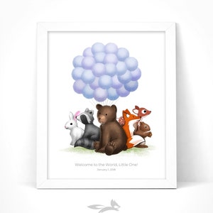Woodland Animals Guestbook Alternative | Baby Shower Balloon Guestbook | Signature Guest Book and Instruction Card | Custom Instant Download