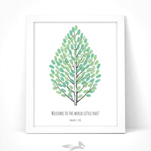 Baby Shower Fingerprint Tree Printable with Instruction Card / Baby Shower Guest Book / Baby Shower Thumbprint / Customize Instant Download