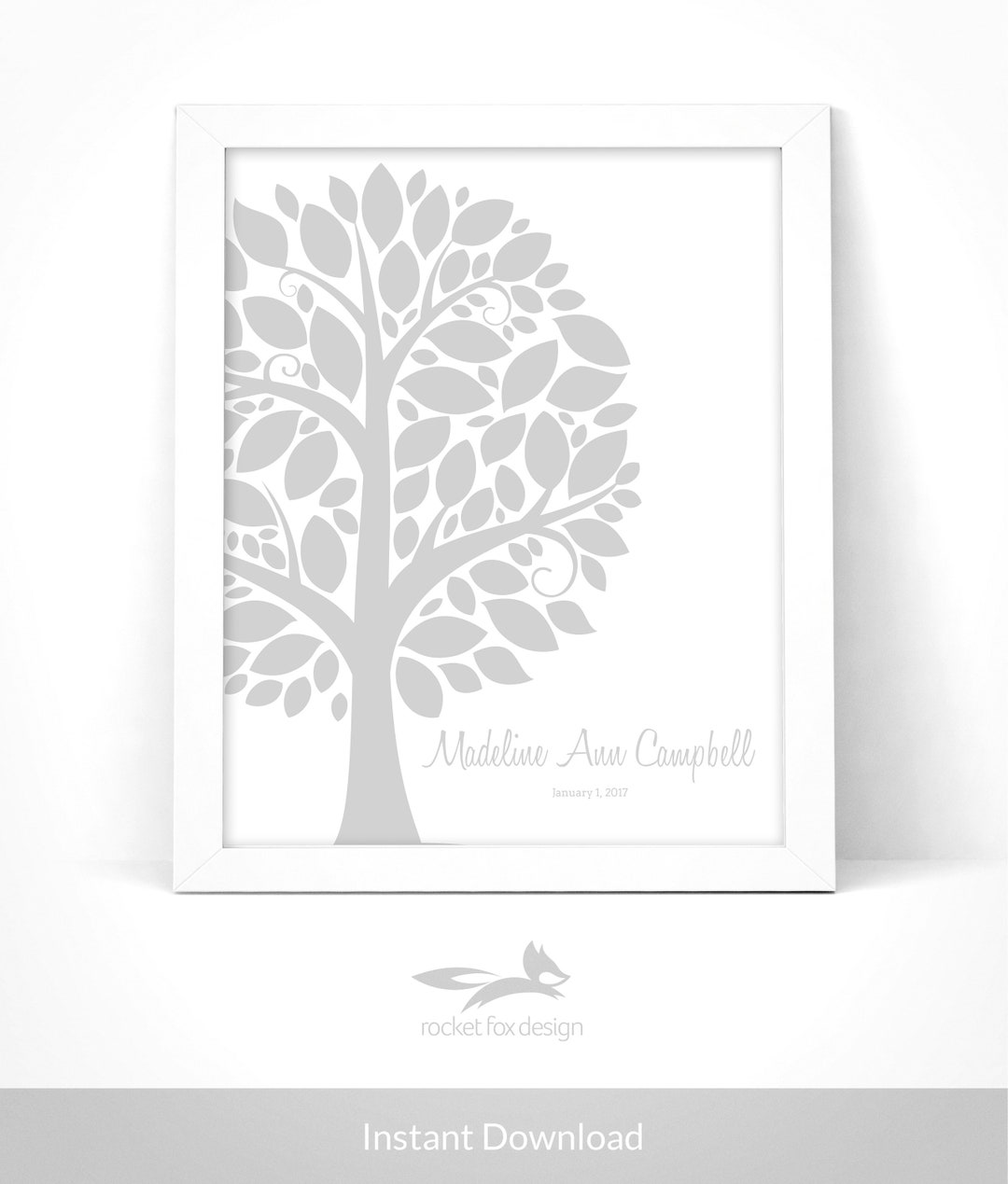 Baby Shower Guest Book Tree Printable With Instruction Card / Baby Shower Signature Tree / Baby