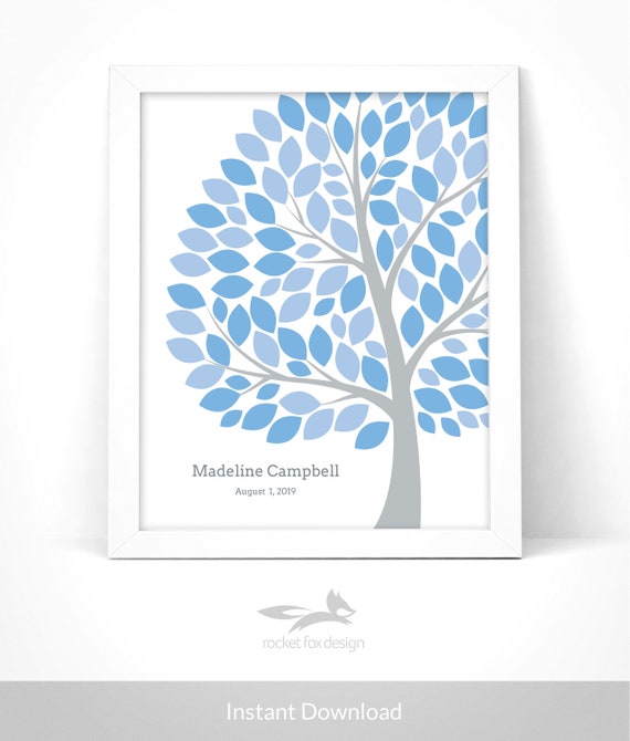 Baby Shower Guest Book Tree Printable With Instruction Card / | Etsy