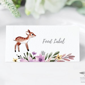 Deer Food Labels, Food Buffet Tags, Deer Tent Cards, Place Cards, Party Decorations, Editable, Printable, Instant Download A103