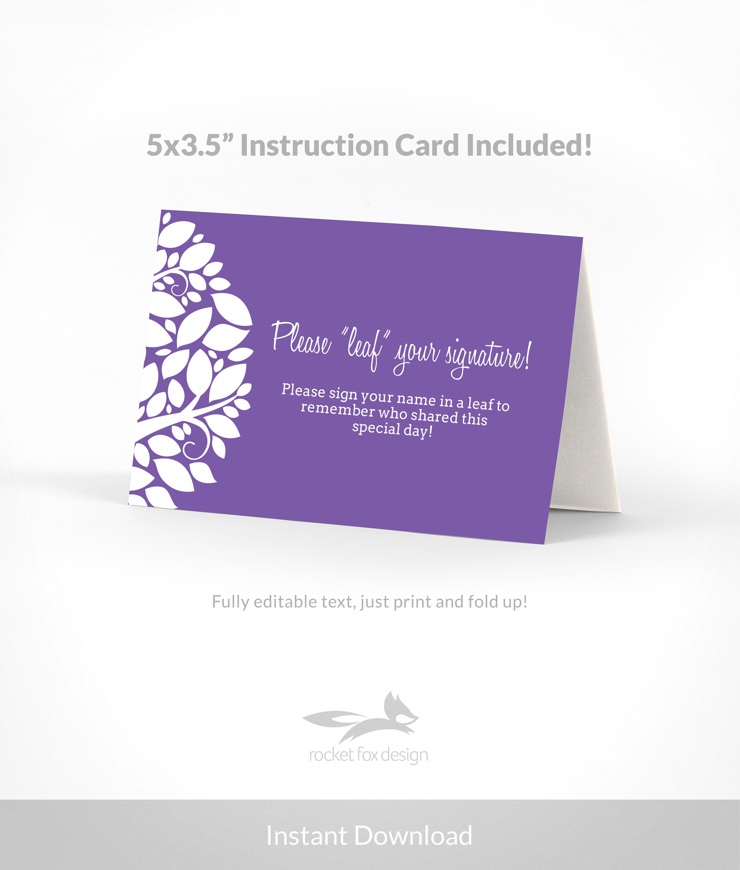 Baby Shower Guest Book Tree Printable With Instruction Card / - Etsy