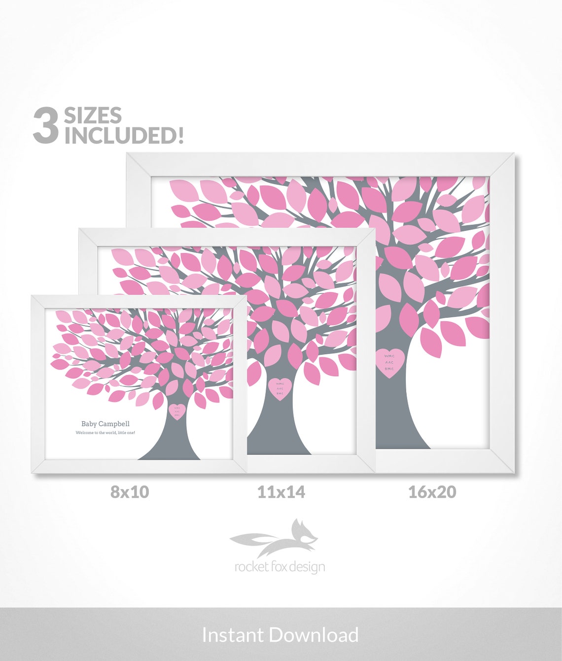 Baby Shower Guest Book Tree Printable With Instruction Card / | Etsy