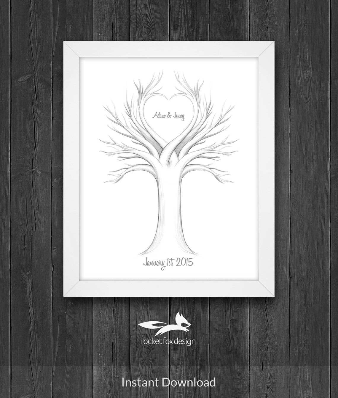 Wedding Tree Guest Book Printable With Instruction Card / Wedding Guest
