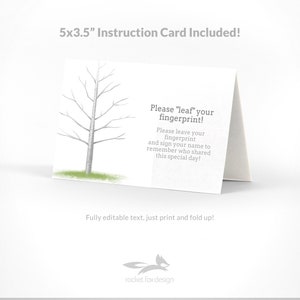 Baby Shower Fingerprint Tree Printable With Instruction Card / Baby ...