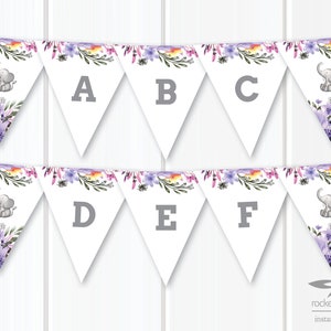 Banner de festa de elefante, banner de feliz aniversário, decorações de festa, banner temático de elefante, estamenha, editável, para impressão, download instantâneo, A102