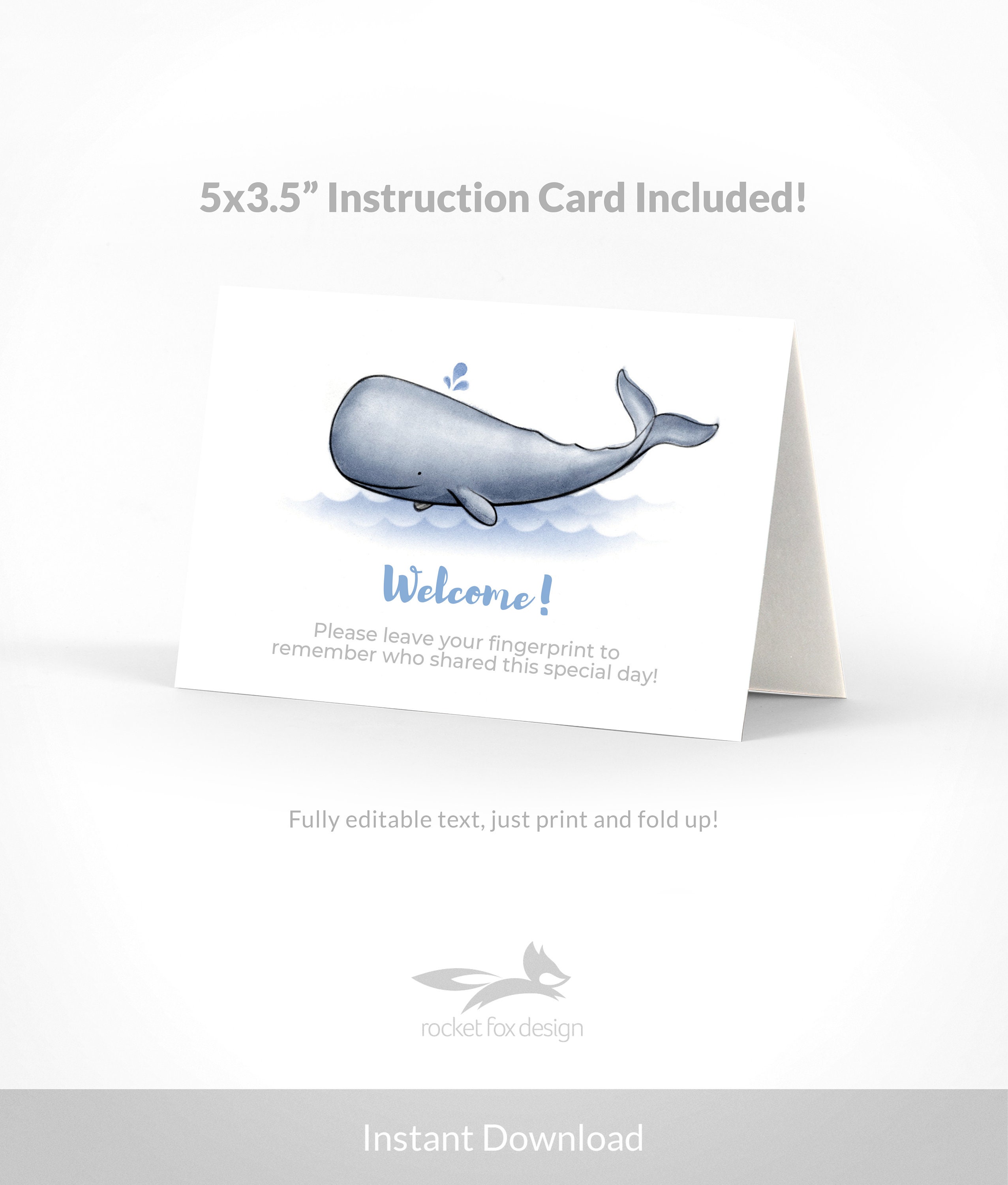 Whale Baby Shower Guest Book Whale Fingerprint Balloon - Etsy