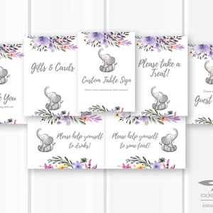 Elephant Baby Shower Signs, Elephant Party Signs, Custom Party Signs, Editable Party Signs, Editable, Printable, Instant Download A102