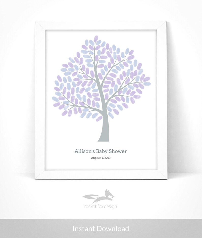 Baby Shower Fingerprint Tree Printable With Instruction Card / - Etsy