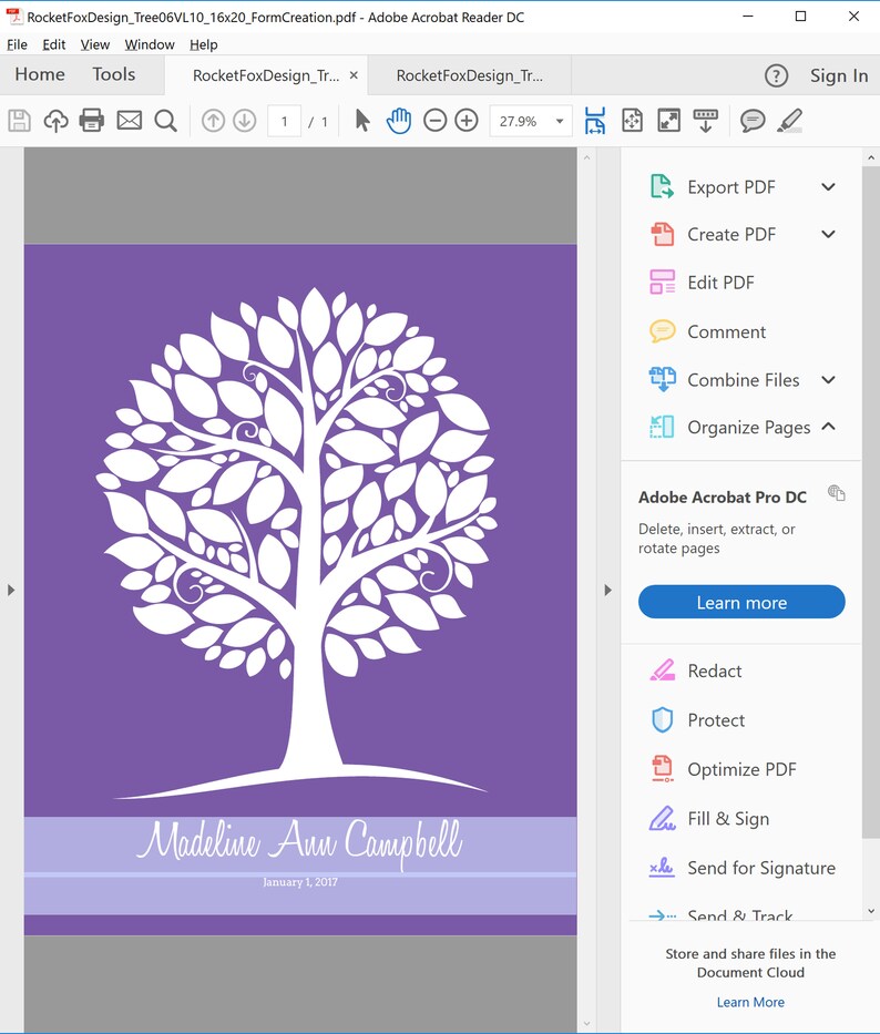 Baby Shower Guest Book Tree Printable With Instruction Card / - Etsy