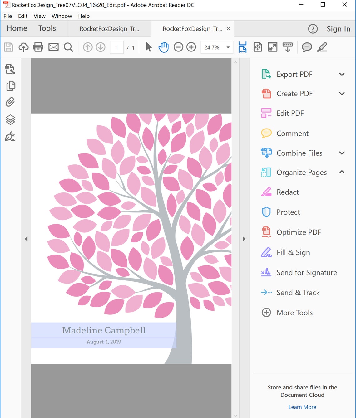 Baby Shower Guest Book Tree Printable With Instruction Card / - Etsy