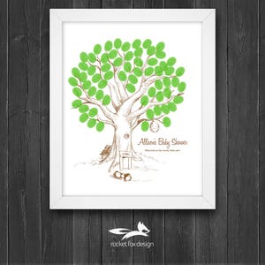 Baby Shower Fingerprint Tree Printable With Instruction Card / Honey ...