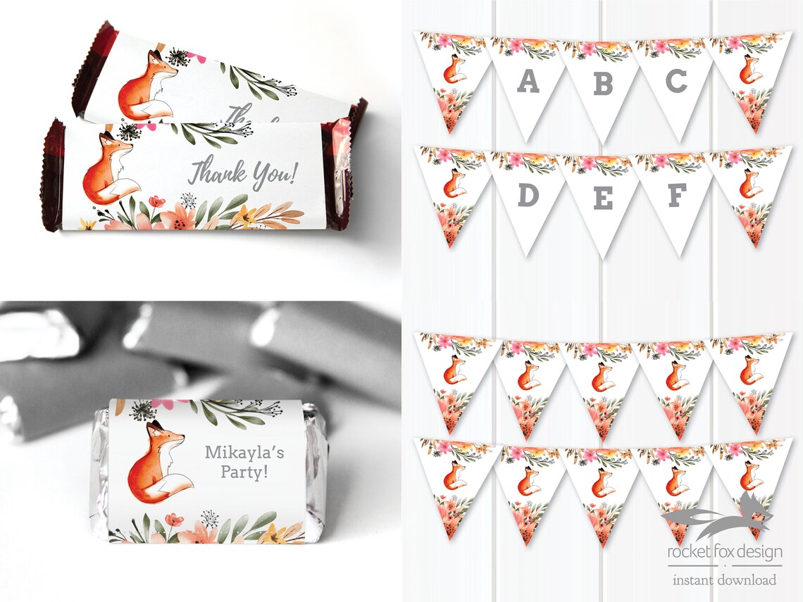 Fox Theme Baby Shower Decorations, 15 Item Fox Baby Shower Decor, Baby ...