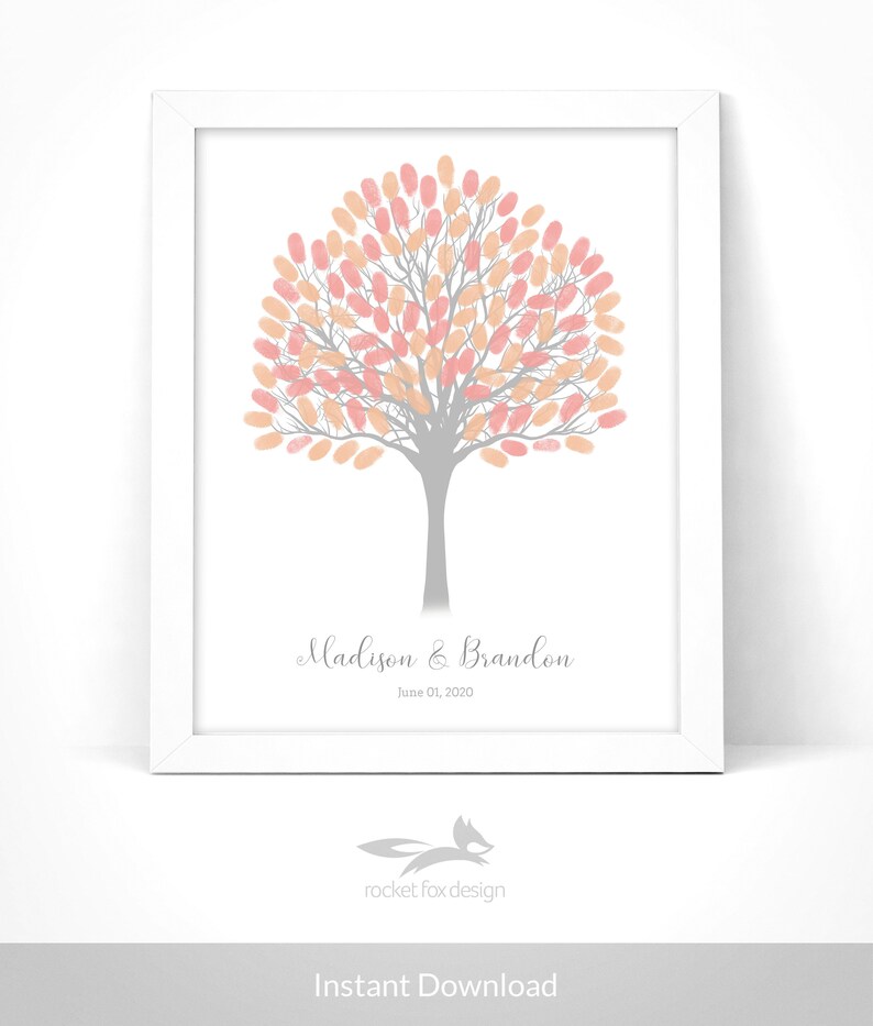 Baby Shower Fingerprint Tree Printable With Instruction Card / - Etsy