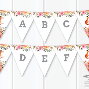 Fox Party Banner, Happy Birthday Banner, Party Decorations, Fox Themed Banner, Bunting, Editable, Printable, Instant Download, A101