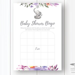 Elephant Baby Shower Bingo Game, Elephant Baby Shower, Baby Shower Game, Elephant Themed Bingo Cards, Printable, Instant Download, A102