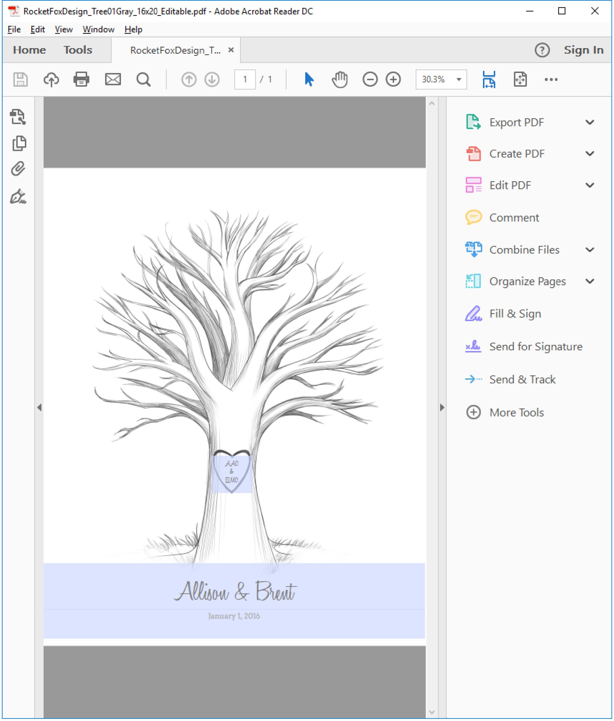 Wedding Tree Guest Book Printable With Instruction Card / Etsy Australia