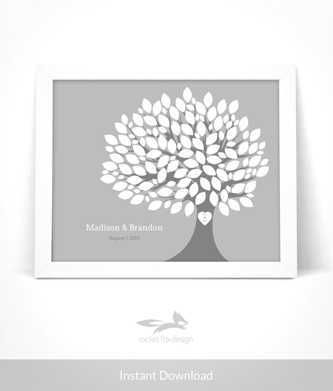 Wedding Tree Guest Book Printable With Instruction Card / Wedding Guest ...