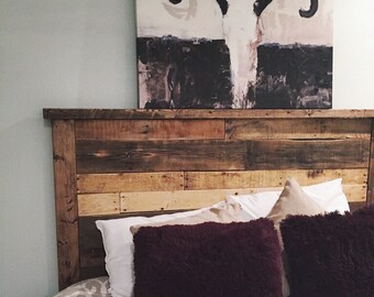Rustic Headboard Rustic Lights Headboard King Size | Etsy
