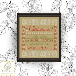 It&#39;s About the Workplace Office Christmas Cross Stitch Pattern PDF