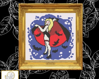 Halloween - Cape Act Pin Up Cross Stitch Pattern PDF