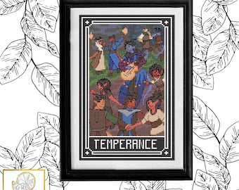 The Tiefling Refugees - Temperance Tarot Card Cross Stitch Pattern PDF