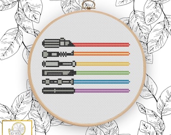 6 Stripe Pride Sabers Cross Stitch Pattern PDF
