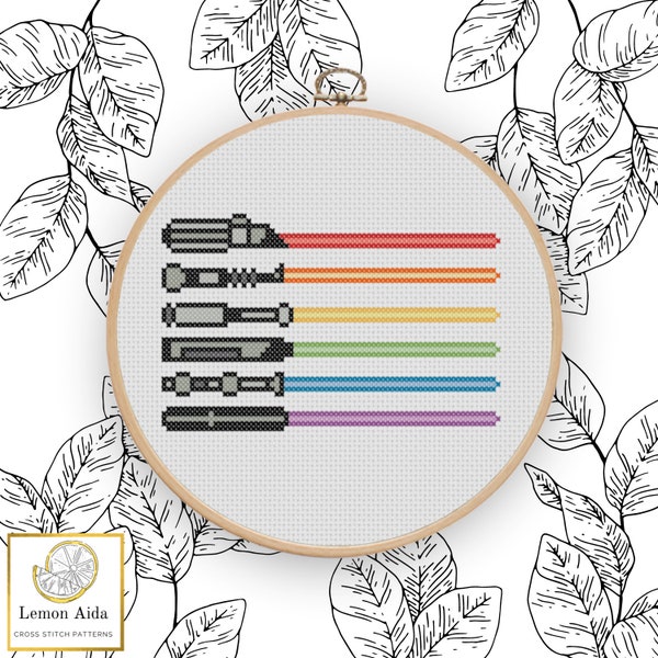 6 Stripe Pride Sabers Cross Stitch Pattern PDF