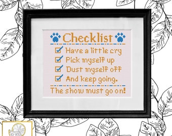 Mum Checklist - The Show Must Go On (2 Versions) Cross Stitch Pattern PDF