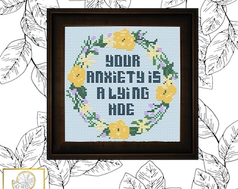Anxiety Cross Stitch Pattern PDF