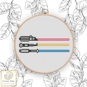 Pansexual Pride Sabers Cross Stitch Pattern PDF