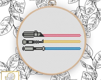 Pansexual Pride Sabers Cross Stitch Pattern PDF