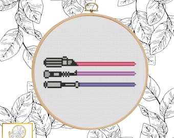 Bisexual Pride Sabers Cross Stitch Pattern PDF