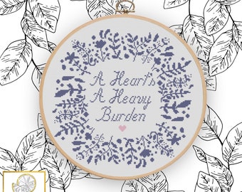 Heart's a Heavy Burden Cross Stitch Pattern PDF
