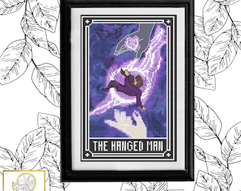 Gale of Waterdeep Alternate - The Hanged Man Tarot Card Cross Stitch Pattern PDF