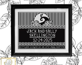 Nightmare Before Christmas Wedding Sampler Cross Stitch Pattern PDF