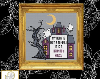 Halloween - It Is A Haunted House Cross Stitch Pattern PDF