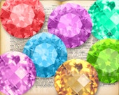 12 Gemstones Collection Digital Collage Sheet 2 inch 1.5 inch Circle images Instant Download for Bottle caps Glass Pendants Oe25