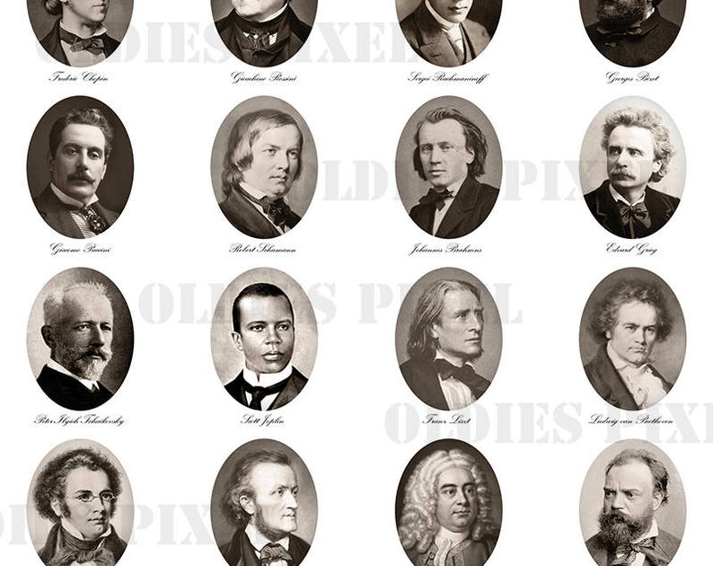 24 Classical Music Composers Collection Digital Collage Sheet Etsy