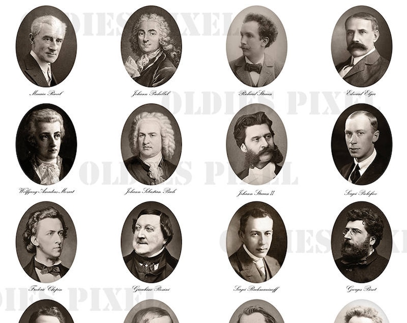 24 Classical Music Composers Collection Digital Collage Sheet Etsy