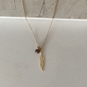 Feather and Moonstone Necklace
