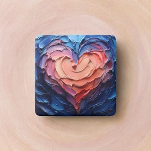 Abstrakter Herz Magnet Pink & Blau Porzellan-Kühlschrank-Dekor | Pinselstrich Kunst Geschenk | Kleine Liebe Token | Self-Care-Akzent